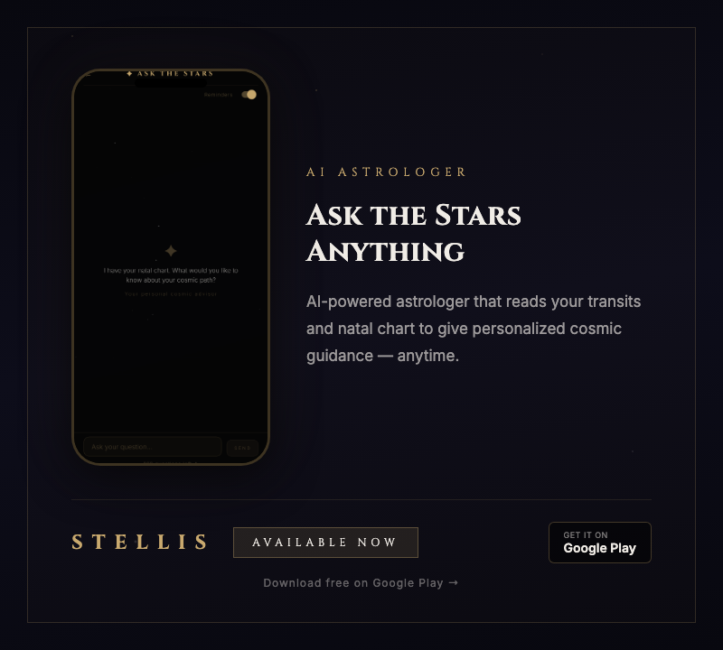 STELLIS — Cosmic Timing App — Coming Soon