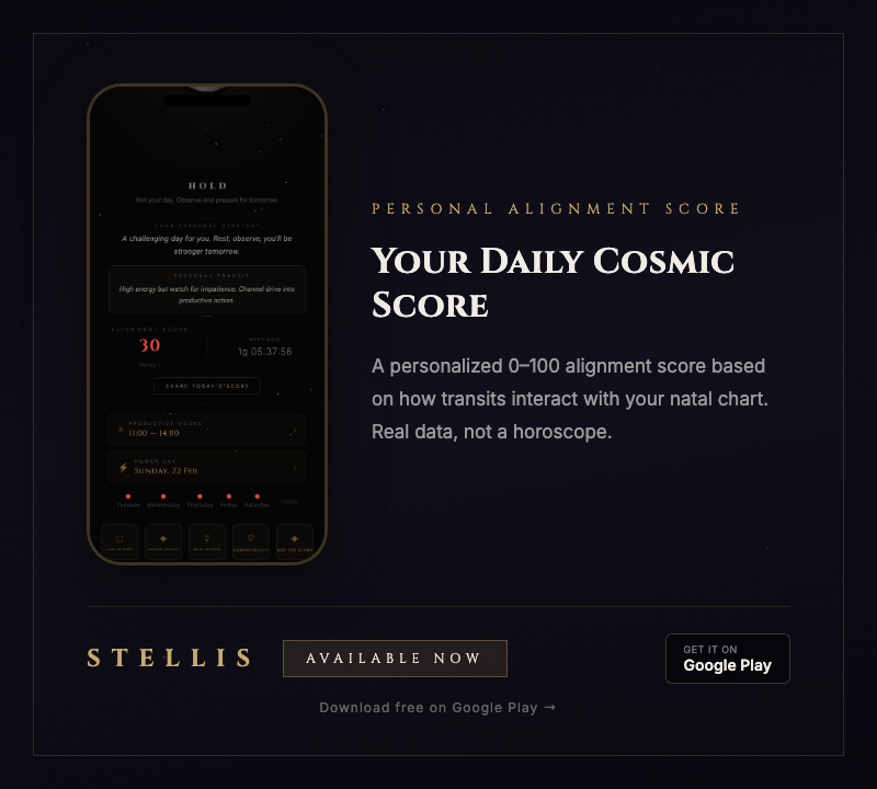 STELLIS — Cosmic Timing App — Coming Soon